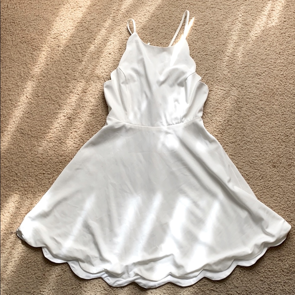 White Scallop Dress with Open Back